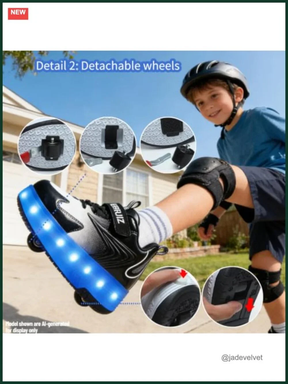 Unisex Roller Shoes Kids Light up Sneakers with Wheels Rechargeable LED